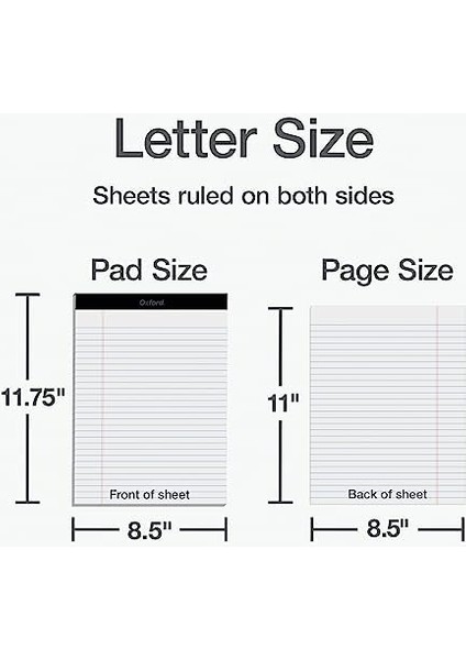 8,5 x 11 Yasal Ped, 12'li Paket, Geniş Çizgili, Beyaz Kağıt, Yazı Defteri Başına 50 Yaprak, Abd'de Üretilmiştir (74030) fiyatları