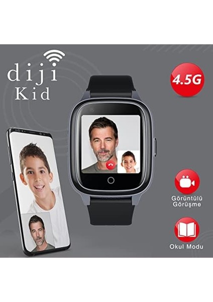 4.5g Akıllı Çocuk Saati, Görüntülü Görüşme - Konum - Sesli Görüşme - Sos Acil Arama - Okul Modu - Koldan Çıktı Sensörü (Siyah) fiyatları