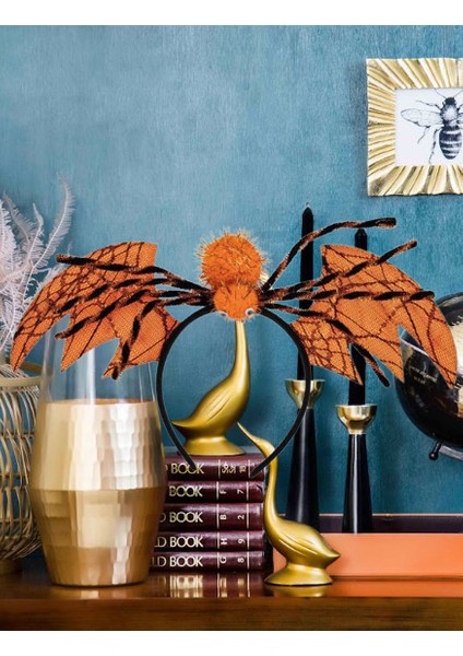 Halloween Taç Turuncu Yarasa Kanatlı Örümcekli