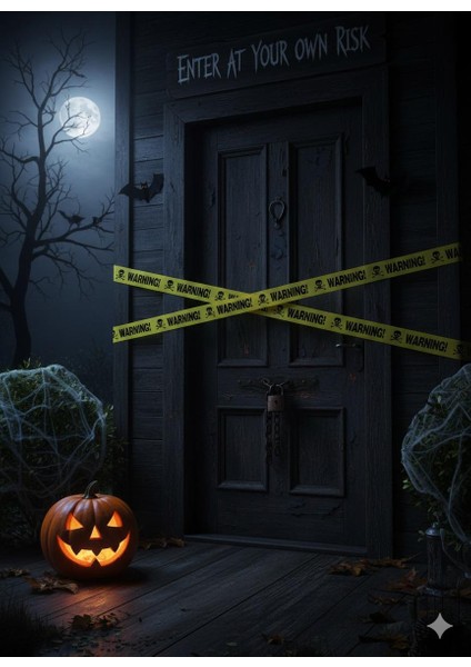 Halloween Cadılar Bayramı Emniyet Şeridi Warning 6metre 7.5cm En Sarı Emniyet Şeridi Bandı modelleri