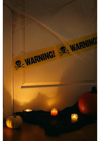 Halloween Cadılar Bayramı Emniyet Şeridi Warning 6metre 7.5cm En Sarı Emniyet Şeridi Bandı indirimleri