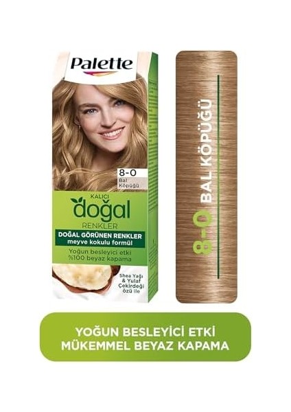 Palette Kalıcı Doğal Renkler 8-0 Bal Köpüğü Saç Boyası, Tek Ebat modelleri