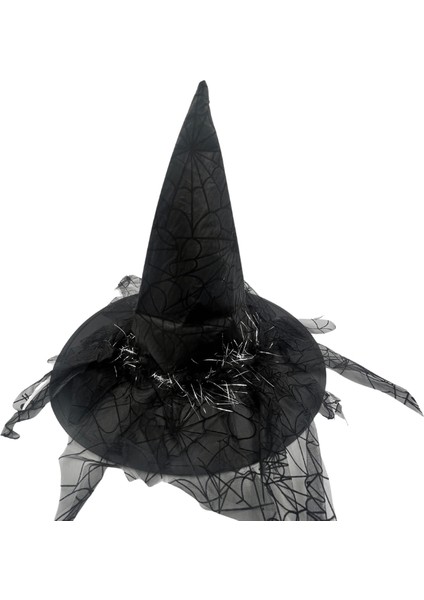 Hallowen Cadı Şapkası Baskılı Tüylü Simli Siyah Cadılar Bayramı Korku Şapkası fırsatları