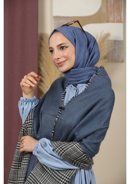 Çift Taraflı Ekose Kışlık Omuz Şalı