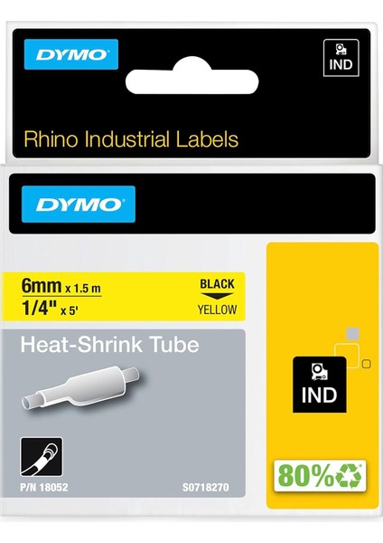 , Isıyla Küçülen Şerit (6 mm x 1.5 Mt), Sarı/siyah - 18052