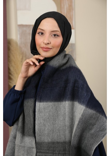 Çift Taraflı Ekose Kışlık Omuz Şalı