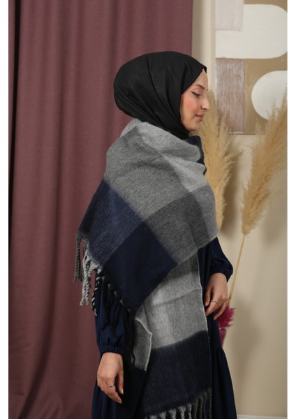 Çift Taraflı Ekose Kışlık Omuz Şalı modelleri