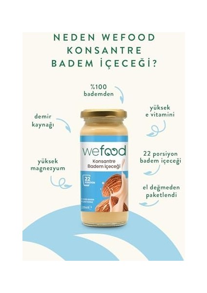 Wefood Badem Sütü Konsantresi (ŞEKERSIZ,%100 Badem) 220 gr