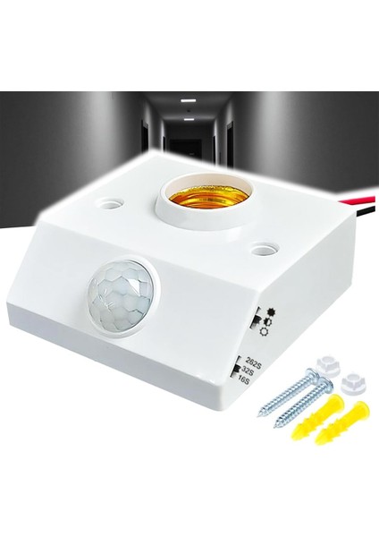 E27 Ampul Uyumlu Sensörü, Koridor Bodrumu Için Ayarlanabilir Harici Montajlı Enerji Tasarruflu, Insan Vücudu Sensörü