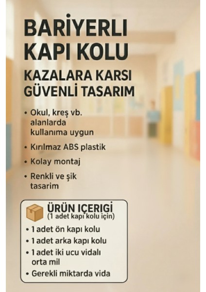 Bariyerli Kapı Kolu | Sarı-Lacivert Renkli | Çocuk Güvenlikli | Okul ve Eğitim Alanlarına Uygun fiyatları