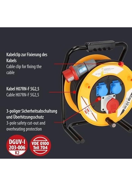 Brobusta Serisi IP44 Lisanslı Suya Dayanıklı Cee 1 + 2 Soketli 30 Metre Makaralı Kablo fiyatları