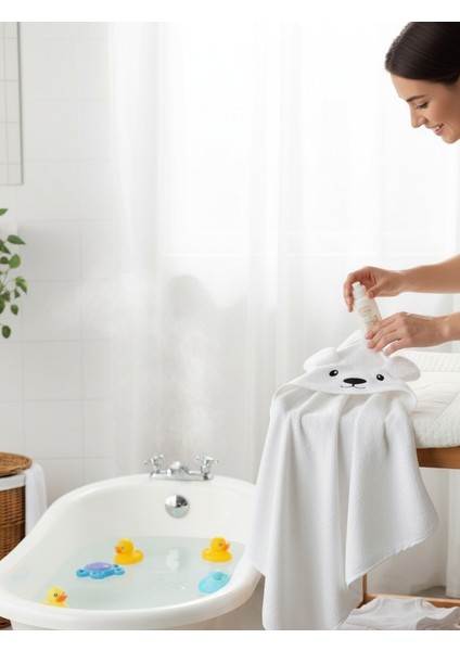 Pamuk Yumuşacık Kız-Erkek Yenidoğan/bebek Banyo Kundak Havlusu Beyaz / Kutup Ayısı fırsatları