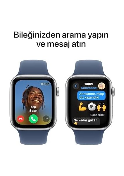 Se (2. Nesil) Gps 40 mm Gümüş Rengi Kasa Akıllı Saat ve Kot Rengi Spor Kordon - M/l. Fitness ve Uyku Takibi, Trafik Kazası Algılama, Kalp Atış Hızı Takibi, Retina Ekran modelleri