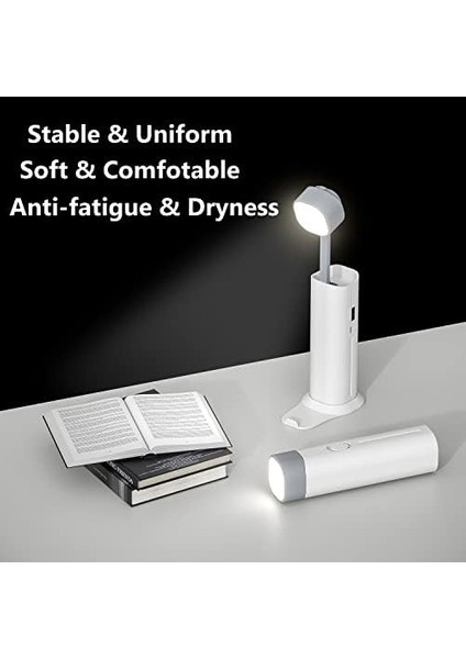 LED Çalışma Masası Lambası, 3 Parlaklık Kademesi, Cep Telefonu Tutuculu Komodin Okuma Lambası, Dış Mekan Acil Lambası, USB Şarj Bağlantılı Yatak Odası, Kamp, Ofis Için (Beyaz-1) modelleri
