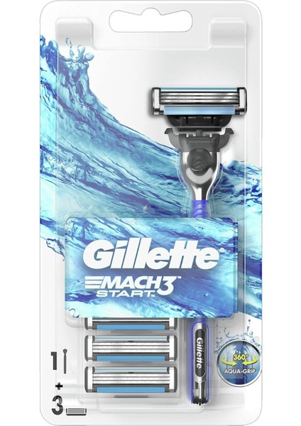 Gillette Mach3 Start Tıraş Makinesi + 3 Adet Yedek Tıraş Bıçağı
