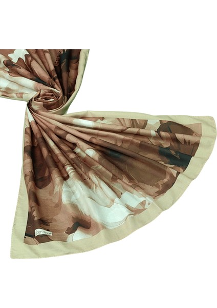 Ecenur Çiçek Desenli Soft Pamuk Şal 75X190 cm – Dört Mevsim Kullanıma Uygun