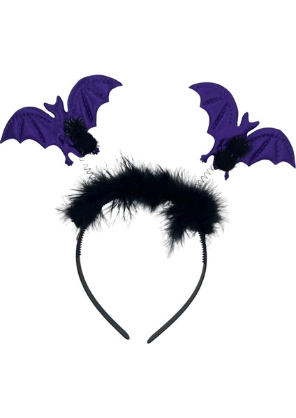 Halloween Cadılar Bayramı 2li Mor Yarasa Taç Tüylü Pari Aksesuarı fırsatları