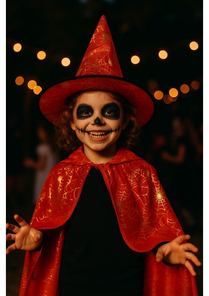 Hallowen Pelerin Şapka Kırmızı Örümcek Ağlı fiyatları