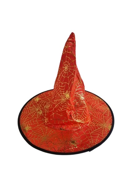 Hallowen Pelerin Şapka Kırmızı Örümcek Ağlı
