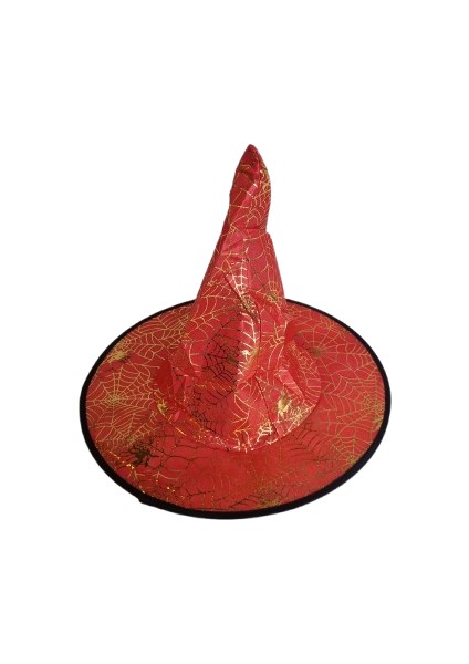 Hallowen Pelerin Şapka Kırmızı Örümcek Ağlı