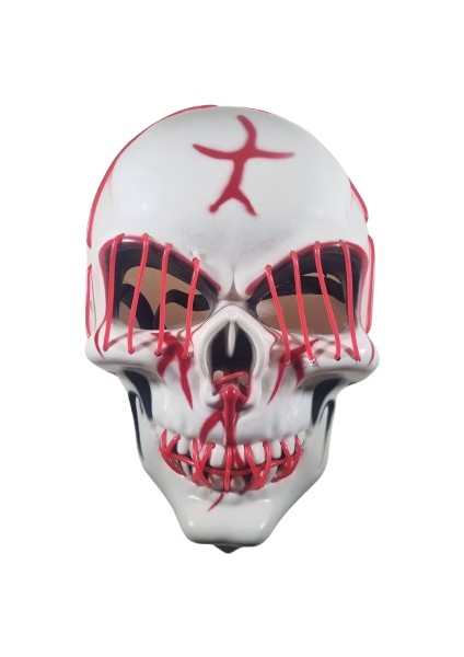 Halloween Maske Kuru Kafa Işıklı Kırmızı Teller fiyatları