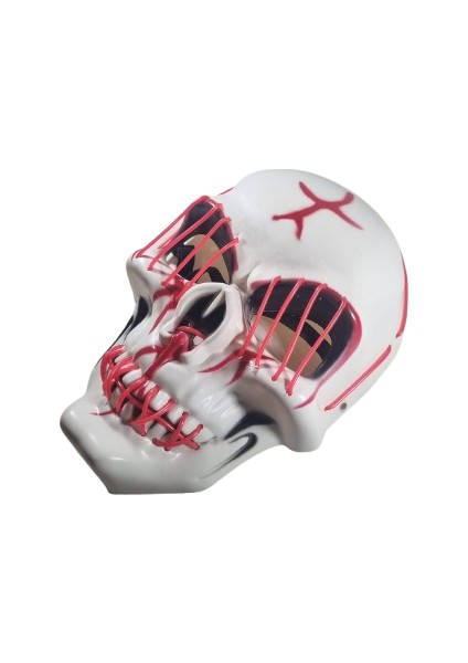 Halloween Maske Kuru Kafa Işıklı Kırmızı Teller