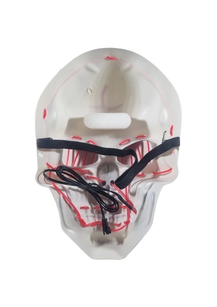Halloween Maske Kuru Kafa Işıklı Kırmızı Teller