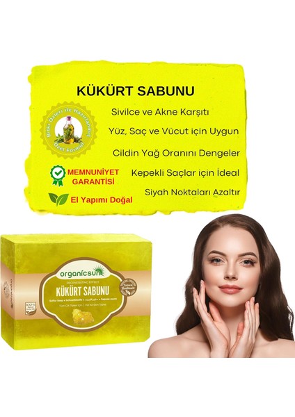 Organicsun Doğal Kükürt Sabunu 140 gr Tüm Cilt Tipleri Için Antioksidan ve Hücre Yenileyici Etkili modelleri
