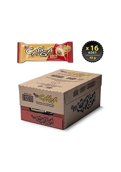 Eti Canga Gold Yer Fıstıklı Karamelli Nuga Bar 45 G x 16 Adet fiyatları