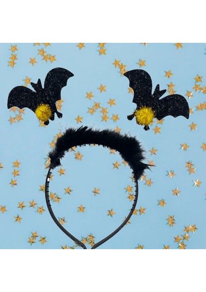 Halloween Cadılar Bay.2li Siyah Yarasa Taç Tüylü