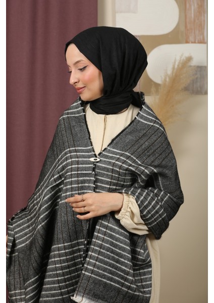Çift Taraflı Çizgili Kışlık Omuz Şalı fırsatları