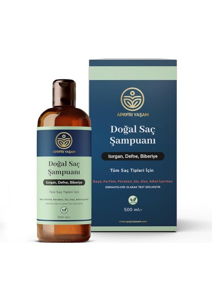 Apayrı Yaşam Isırgan Defne Biberiye Özlü Tüm Saç Tipleri Için Besleyici ve Onarıcı Şampuan 500 ml