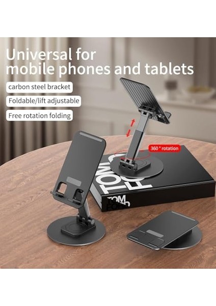 Ayarlanabilir Katlanabilir Masaüstü Telefon Standı, 360° Döner, Evrensel Uyumlu 4-8 Inç Telefon ve 13 Inch Kadar Tablet Tutucu, Alüminyum Metal Tabanlı, Kaymaz ve Taşınabilir 33 cm Uzunluk fiyatları