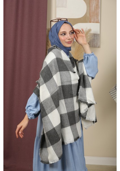 Çift Taraflı Çizgili Kışlık Omuz Şalı