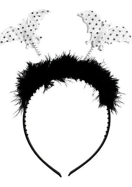 Cadılar Bayramı Beyaz Pullu Yarasa Taç