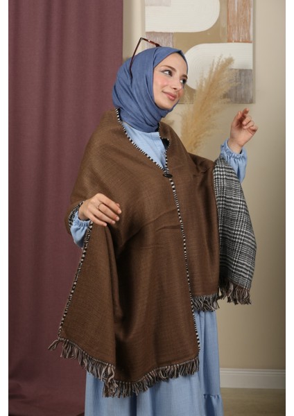 Çift Taraflı Ekose Kışlık Omuz Şalı