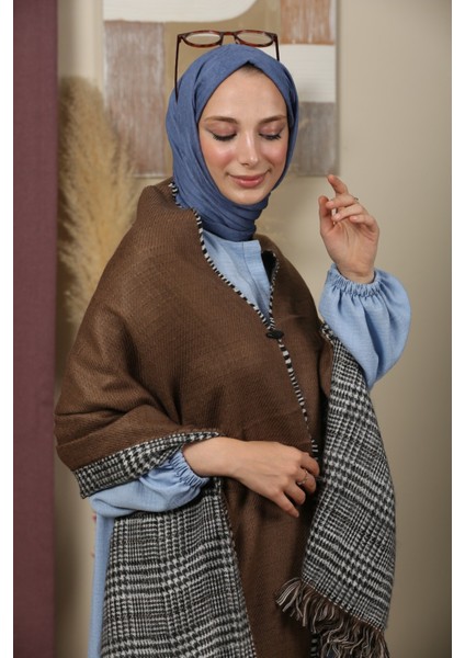 Çift Taraflı Ekose Kışlık Omuz Şalı fırsatları