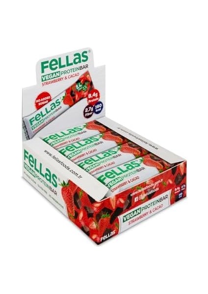 Fellas Vegan Protein Bar - Çilekli ve Kakaolu 40G x 12 Adet fiyatları