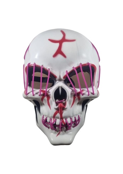 Halloween Maske Kuru Kafa Işıklı Fuşya Teller fiyatları