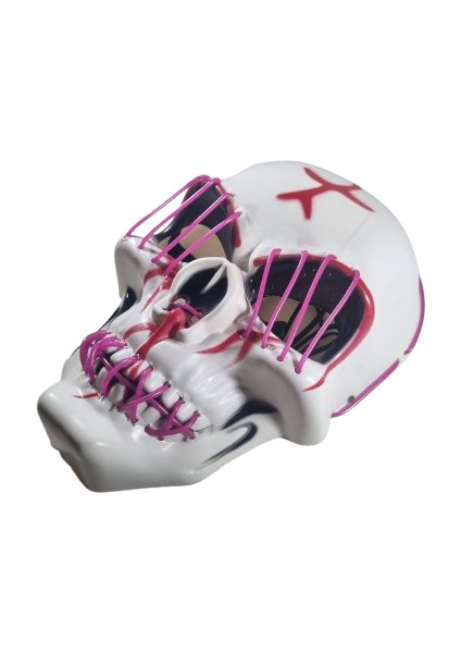 Halloween Maske Kuru Kafa Işıklı Fuşya Teller indirimleri