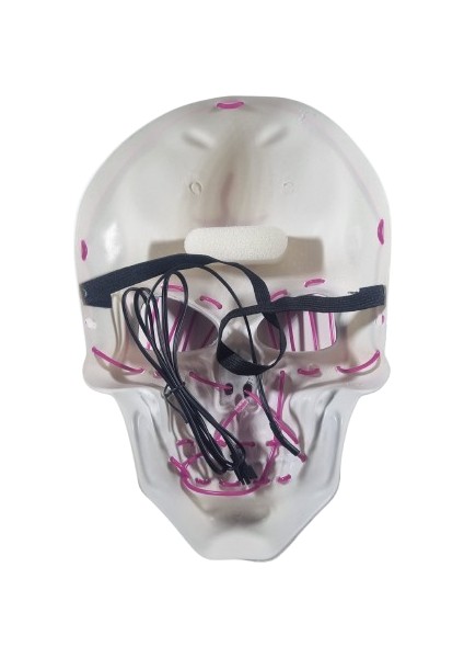 Halloween Maske Kuru Kafa Işıklı Fuşya Teller