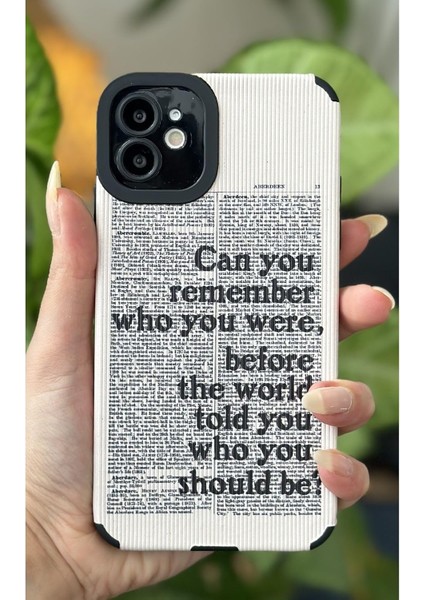 Go Aksesuar 11 ile Uyumlu Kaplama Gazete Tasarımlı Yumuşak Silikon Kamera Korumalı Kılıf