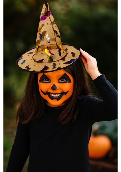 Halloween Cadı Şapkası Transparan Turuncu Yarasalı modelleri