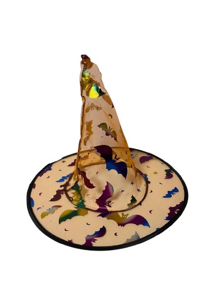 Halloween Cadı Şapkası Transparan Turuncu Yarasalı fırsatları