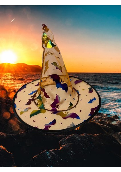 Halloween Cadı Şapkası Transparan Turuncu Yarasalı indirimleri