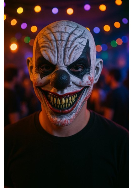 Halloween Cadılar Bayramı Maske Testere Diş Burun Siyah Göz Siyah Palyaço Korku Maskesi fiyatları