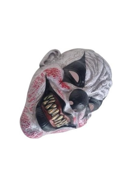 Halloween Cadılar Bayramı Maske Testere Diş Burun Siyah Göz Siyah Palyaço Korku Maskesi