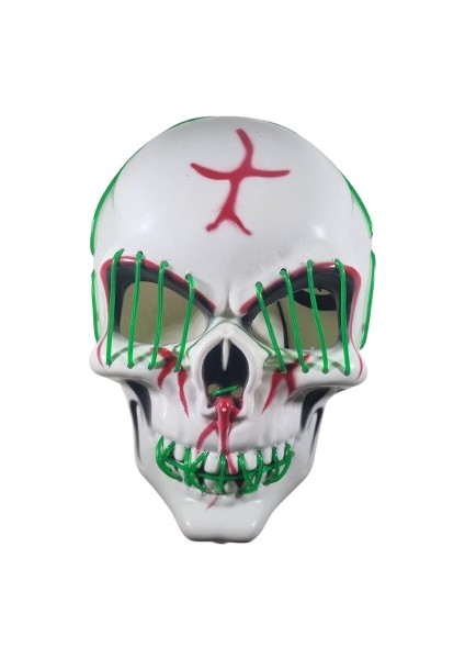 Halloween Maske Kuru Kafa Işıklı Yeşil Teller