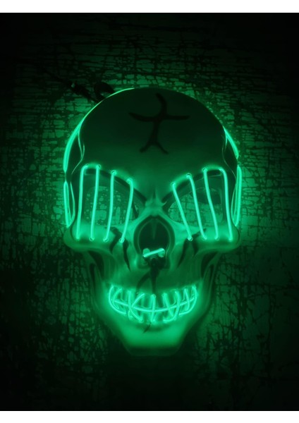 Halloween Maske Kuru Kafa Işıklı Yeşil Teller fiyatları