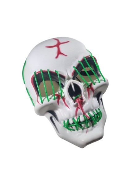 Halloween Maske Kuru Kafa Işıklı Yeşil Teller indirimleri